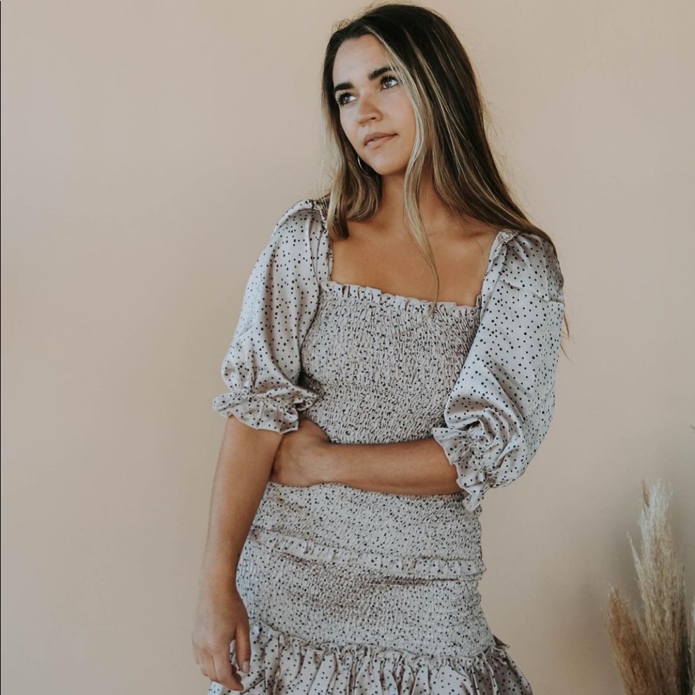Polka dot smocked dress